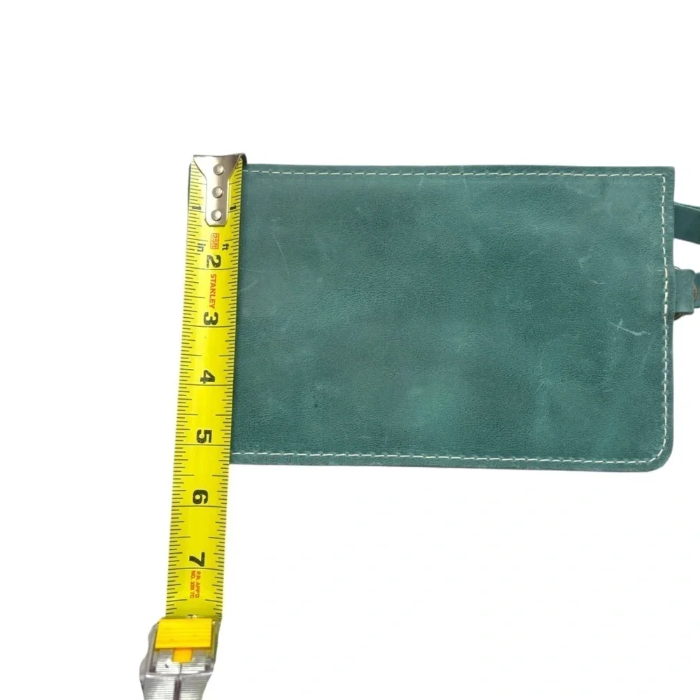 Portland leather green wristlet bag